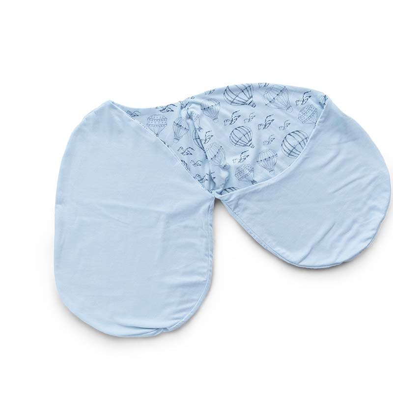 Cocoon swaddle baby blanket made from bamboo and organic cotton fabric with a Bon Voyage pattern.