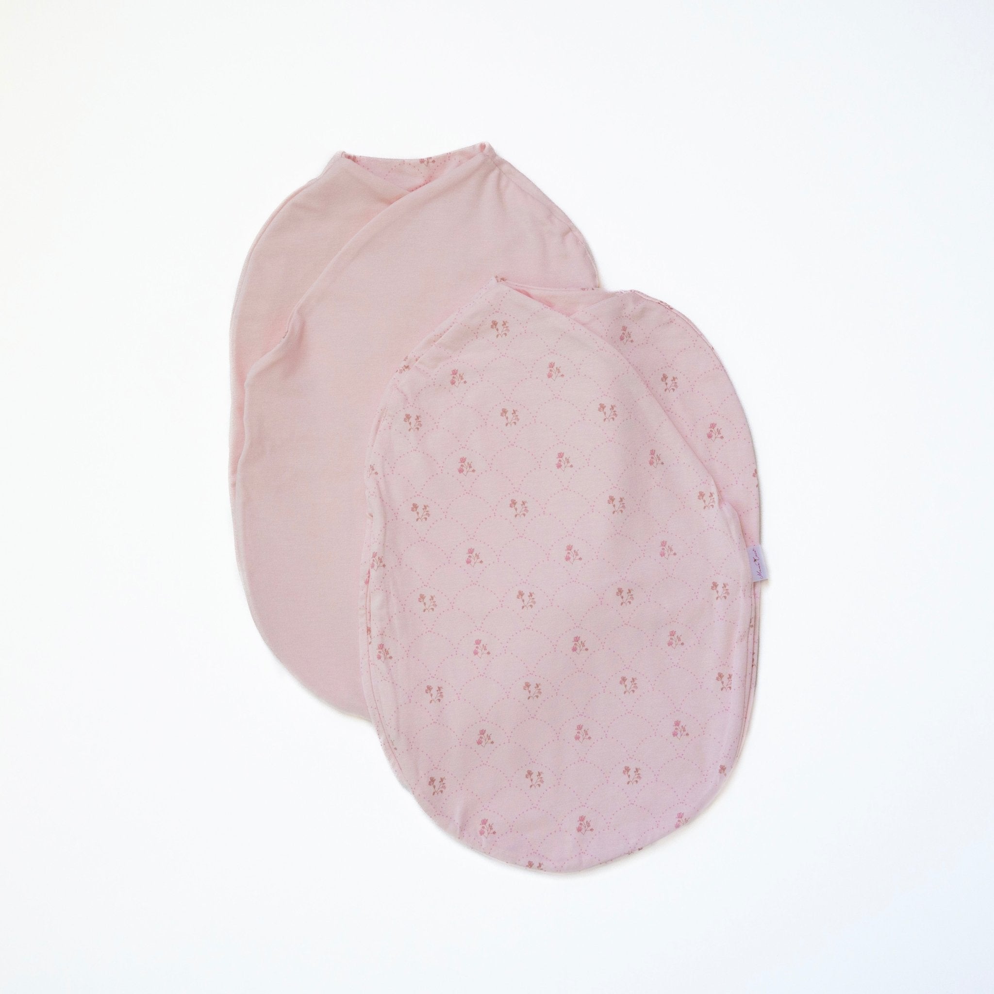 Reversible dainty dots design cocoon baby swaddle in bamboo cotton fabric.