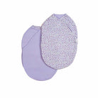 Reversible purple posies design cocoon baby swaddle in silky modal fabric.