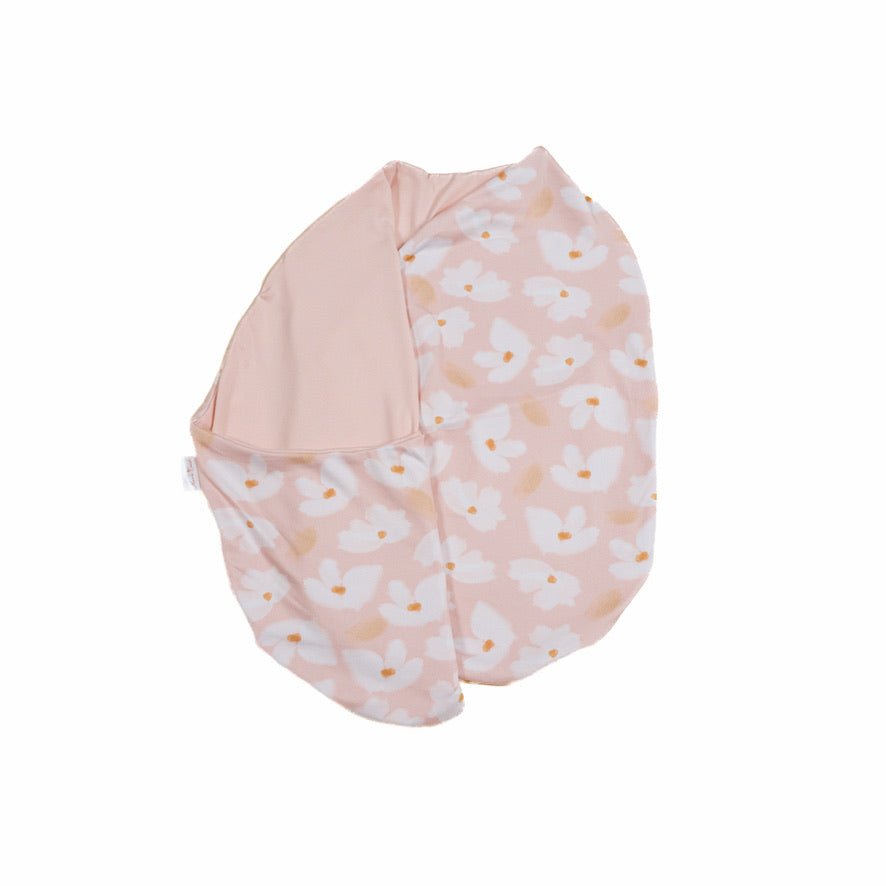 Reversible sweet lily design cocoon baby swaddle in classic brushed fabric.
