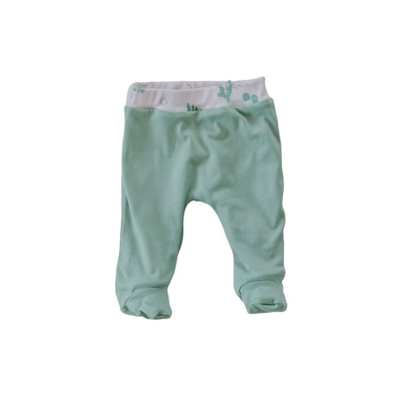 Reversible cozy baby footie pants in bamboo cotton fabric with an adorable Desert Sunsets pattern.