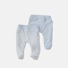 Baby blue gingham long-sleeve onesie bundle with reversible footie pants.