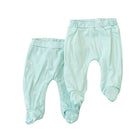 Reversible baby footie pants designed in bamboo cotton fabric featuring our Honeydew Palms design.