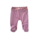 Reversible Peachy Lilac print baby footie pants created from premium bamboo cotton material.
