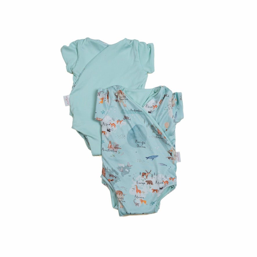 World Traveler reversible short-sleeve winged bodysuit designed for cozy everyday outfits.
