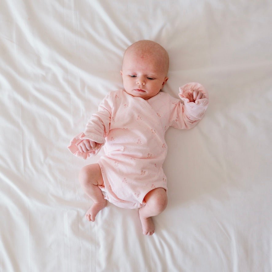 Dainty dots ruffle cuff long sleeve onesie outfit bundle made from bamboo cotton.