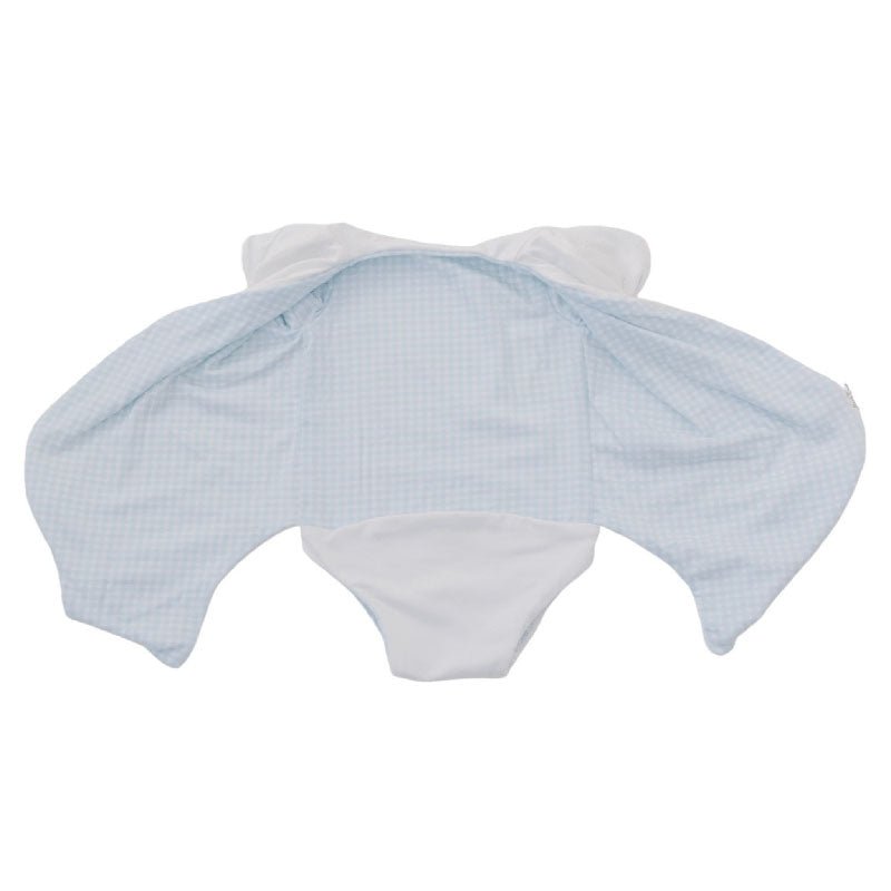 Short sleeved winged bodysuit for babies in silky modal fabric.