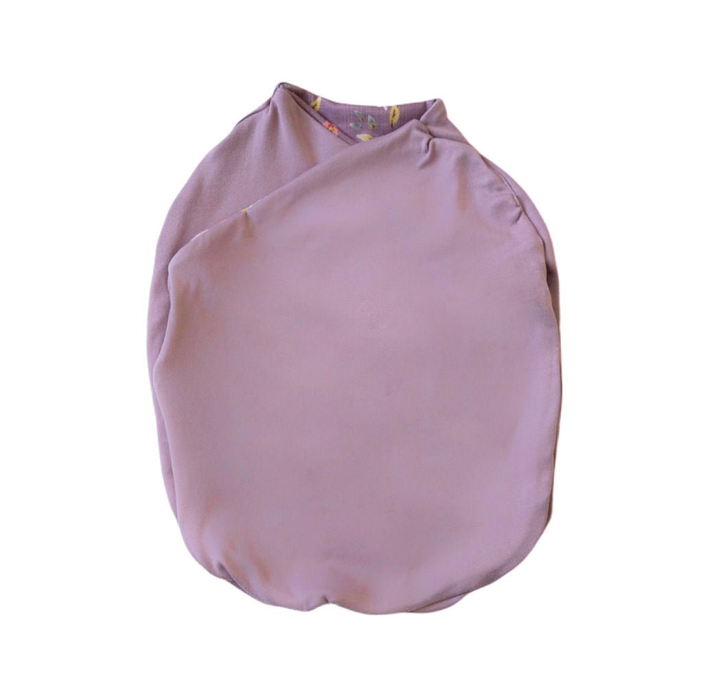 Lightweight reversible Peachy Lilac baby cocoon swaddle in soft Silky Modal.