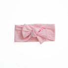 Adorable bow headwrap available in luxurious silky modal with Baby Pink Gingham design.