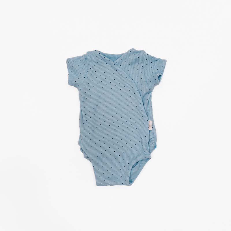 Dotted Blues design winged bodysuit for babies in silky modal fabric.