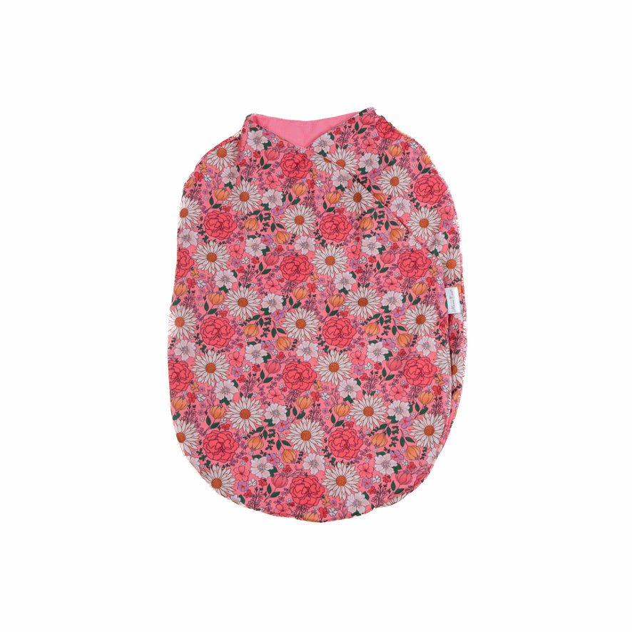Silky Modal baby cocoon swaddle in Flower Power for newborn comfort.