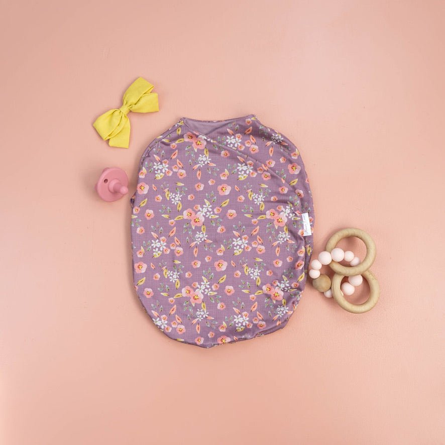 Silky Modal baby cocoon swaddle in Peachy Lilac for newborn comfort.