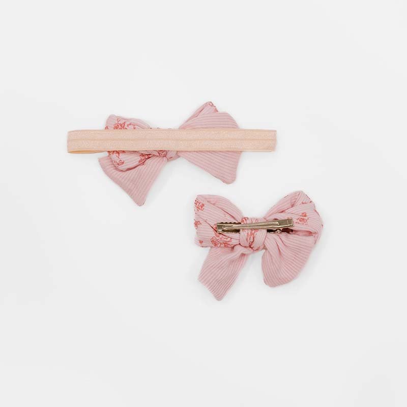 Charming headbands with decorative bow in Bitty Pink Blooms styles.