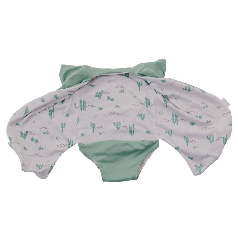 Gentle Desert Sunsets short-sleeve winged bodysuit designed with soft classic brushed fabric.