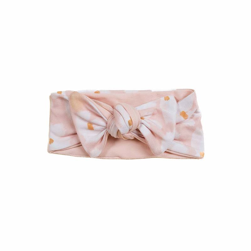 Headwrap with bow crafted in soft Sweet Lily design classic brushed fabric.