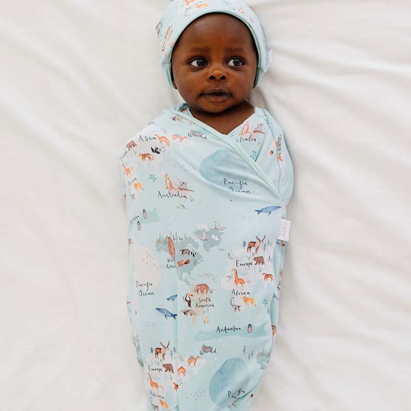 World Traveler design baby cocoon swaddle.