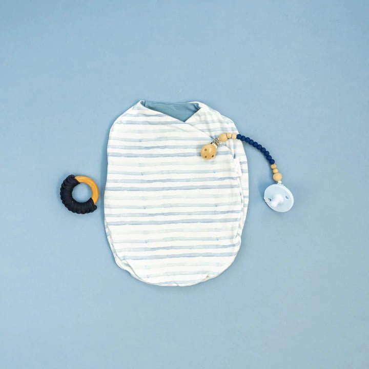 Chambray Waves design baby cocoon swaddle.