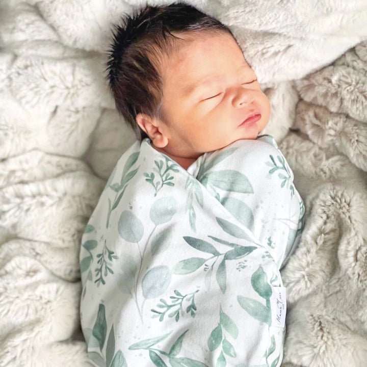 Classic brushed long sleeve newborn essentials bundle in saged eucalyptus design.
