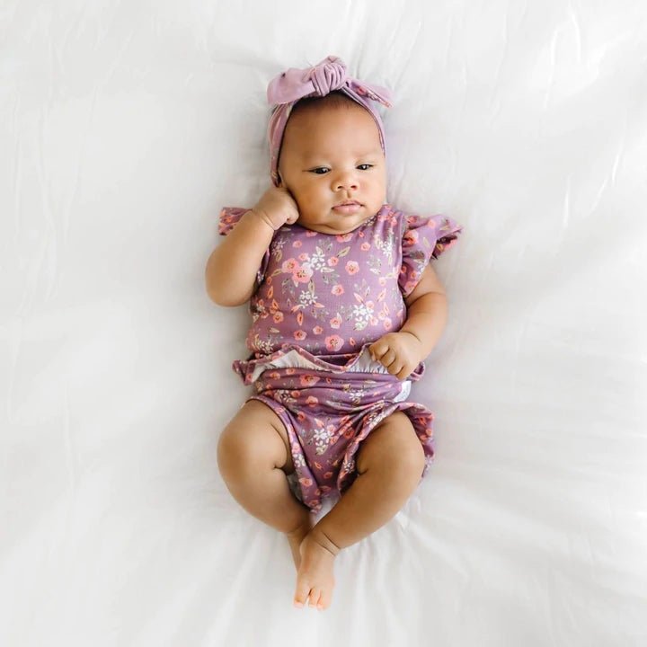 Premium Peachy Lilac bow headwrap designed for babies.