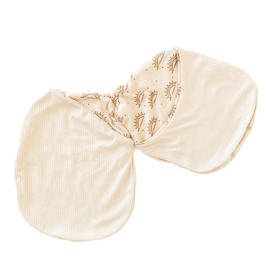 Reversible cozy Silky Modal Sandy Sunsets baby cocoon swaddle for infants.