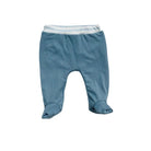 Reversible Chambray Waves print baby footie pants created from premium bamboo cotton material.