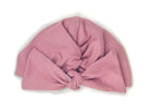 Comfortable reversible Blushing Eucalyptus ruched baby beanie with bow crafted from classic brushed baby fabric.